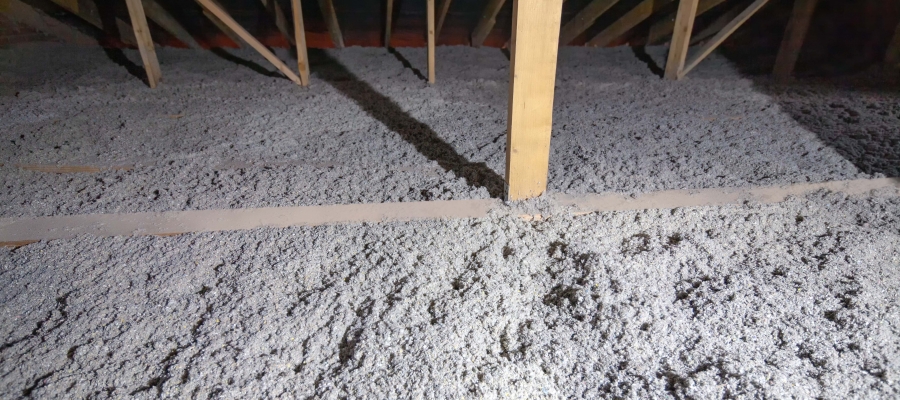 Cellulose insulation in attic